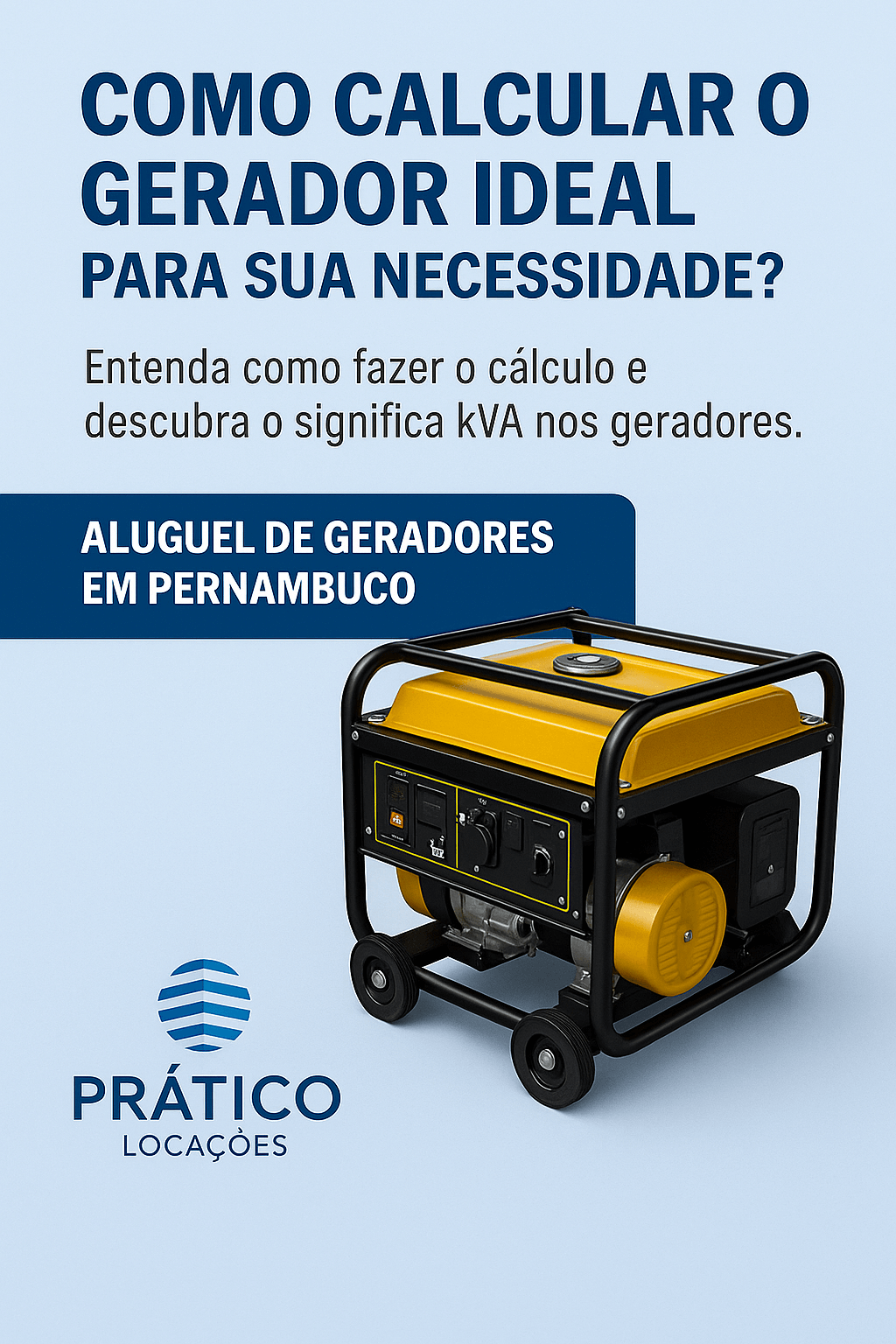 Gerador 9kVA disponível para locação em Recife pela Prático Locações