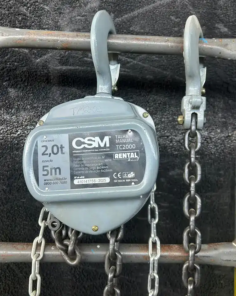 Talha manual de corrente CSM 2 toneladas e 5 m de elevação para aluguel em Recife